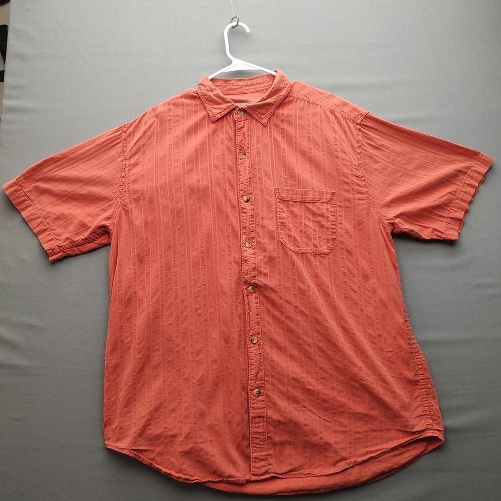 Territory Head Men's Orange‎ Button Up Short  Shirt Sleeve Size Extra Large